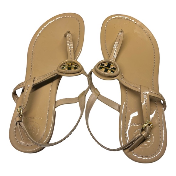 Tory Burch Ali thong Patent leather Sandals Beige/Tan size 8 - Picture 7 of 9